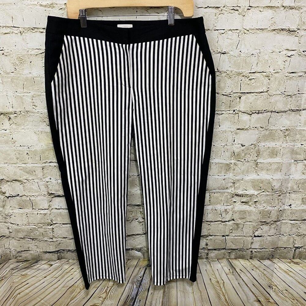 CHICO's Cropped Striped Skimmer Trouser Pants Womens Size 2 (Large)